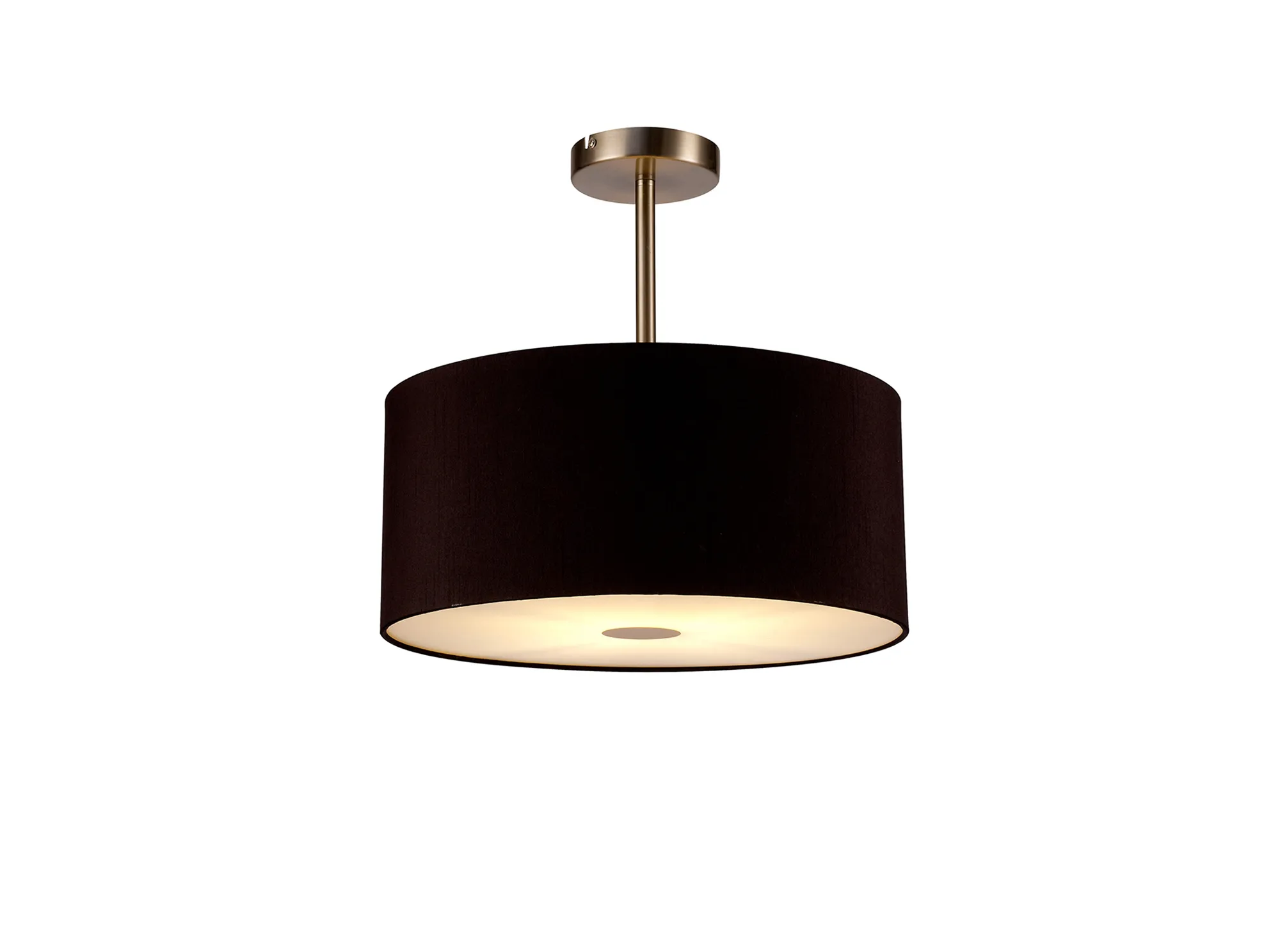 DK0259  Baymont 40cm Semi Flush 1 Light Satin Nickel, Midnight Black/Green Olive, Frosted Diffuser
